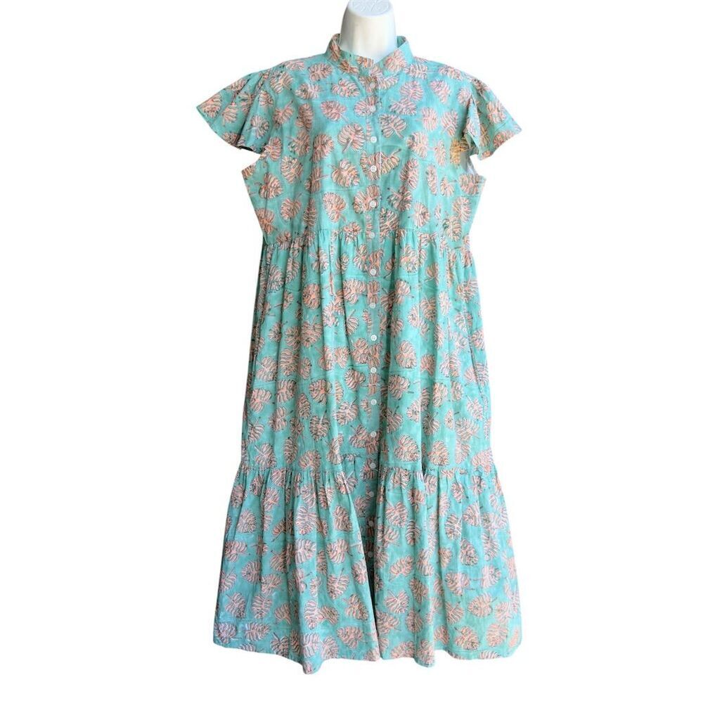 Victoria Dunn Dress Women's XL Floral Knee Length Short Sleeve Multicolor
